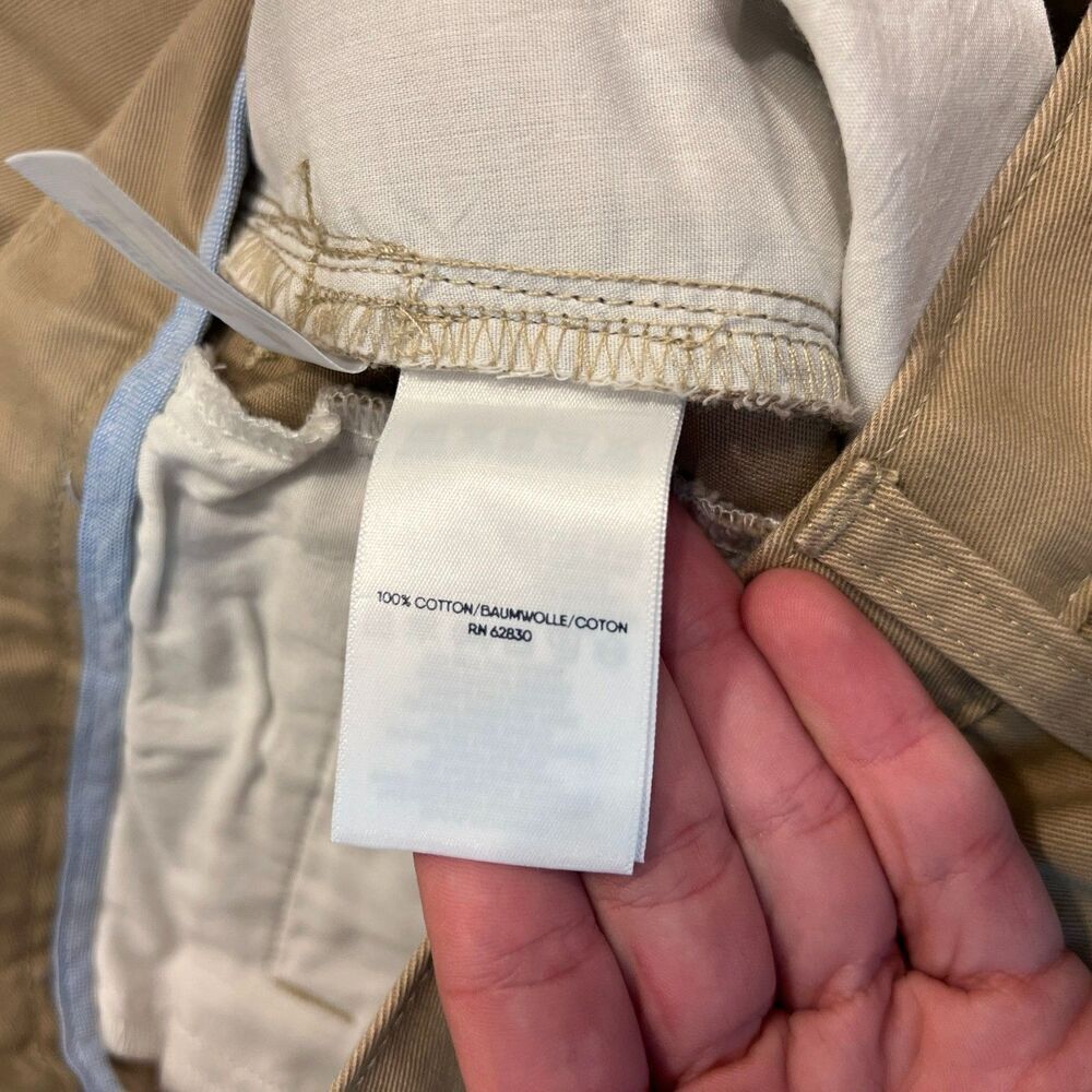 Lands' End Boys Dress Pants Beige Sz 18 Cotton Straight Flat Front Button Zip - Picture 9 of 10